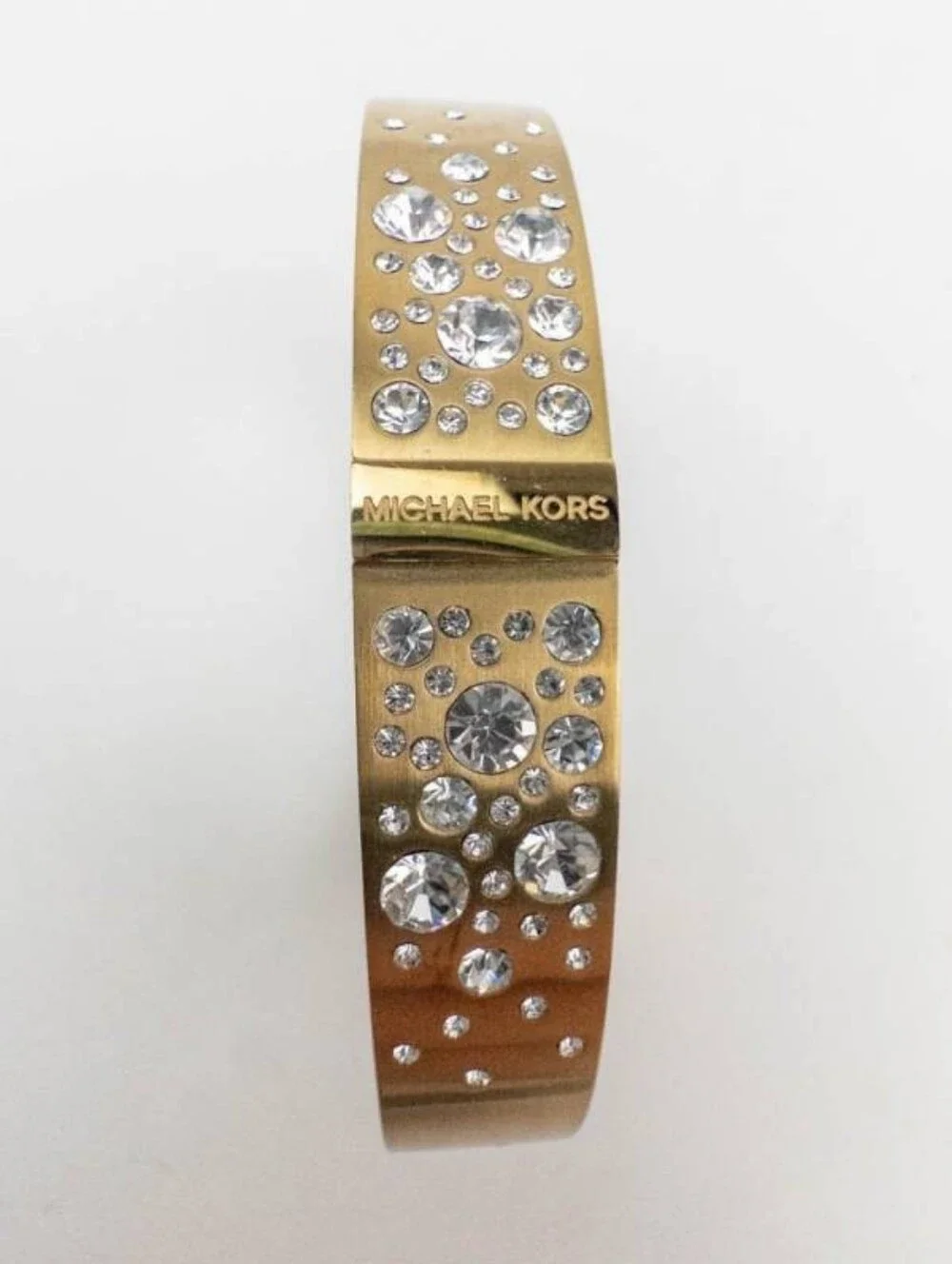 Michael Kors Brilliance Gold Tone Hinged Bangle Bracelet